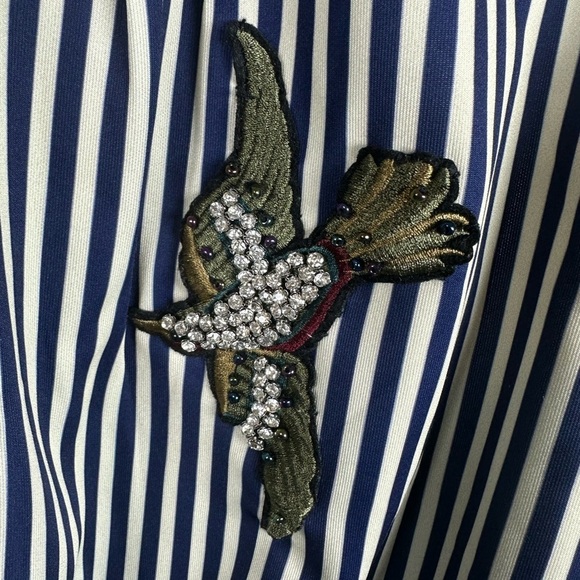 Navy Striped Sleeveless Blouse with Embroidery size 16 my sisters closet - Picture 2 of 9